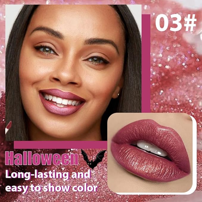 CAKAILA Red Purple Metallic Lipstick for Women,Glitter Sparkling Liquid Lipstick,Long Lasting Waterproof Lightweight Comfortable Non-Drying Bold Dark Lip Gloss for Gothic Stage Makeup,Vegan