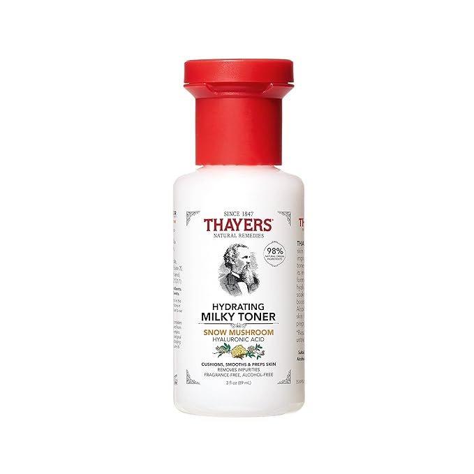 THAYERS Milky Hydrating Face Toner with Snow Mushroom Tremella, Hyaluronic Acid and Elderflower, Dermatologist Recommended Gentle Alcohol Free Skincare for Dry & Sensitive Skin, Paraben Free