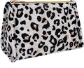Aosbos Leopard Cosmetic Bag for Women, Travel Makeup Organizer Pouch