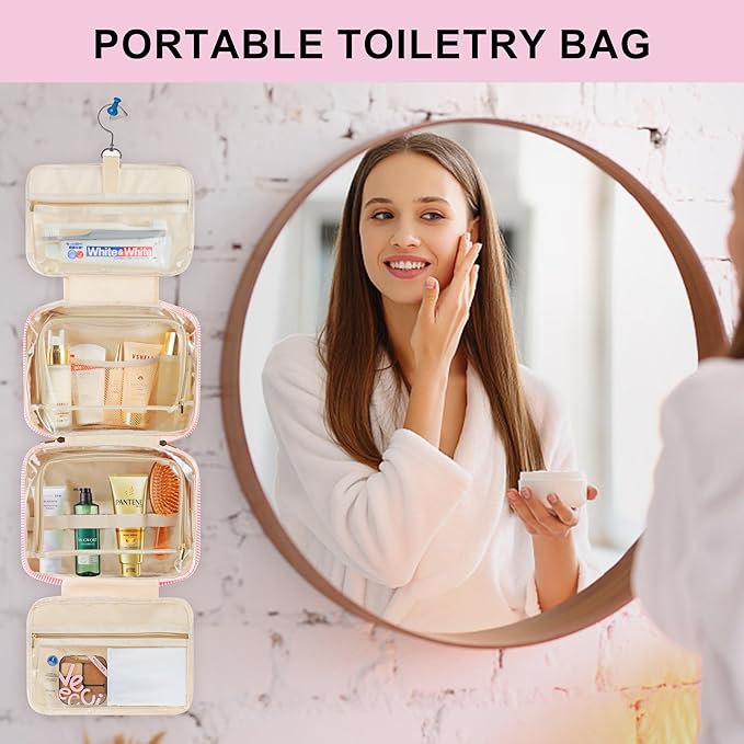 TOPEAST Hanging Travel Toiletry Bag - Personalized Travel Essentials for Women - Letter G