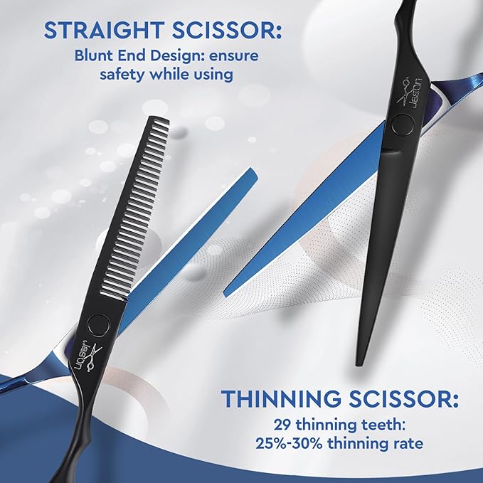 JASON Hair Cutting Scissors Set - 6" Professional 10 PCS Haircut Shears Kit