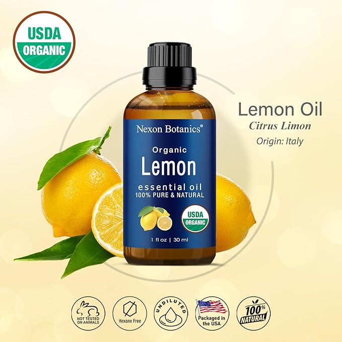 Organic Lemon Essential Oil 30 ml - 100% Pure & Natural - Hexane Free