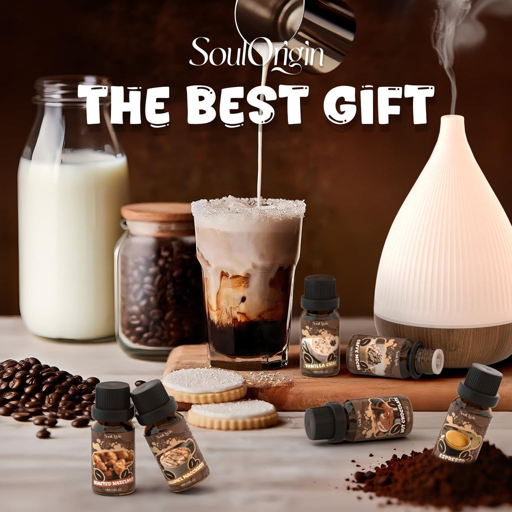 Soulorigin Coffee Fragrance Oils Set, Essential Oil for Diffuser, Diffuser Oil, Use for Soap Candle Making,Caramel Apples, Pumpkin Pie, Candy Corn, Halloween Cookies, Popcorn Balls, Snickers Bars
