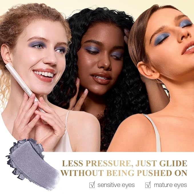 LUXAZA PRO Purple Eyeshadow Stick Makeup Set 1PCS, Neutral Shimmer And Matte Cream Eye Shadow Palette, Metallic Bronze Smoky Eyeliner Brightener Crayon Pencil Kit, Ideal Gift for Women -Mist-Sea