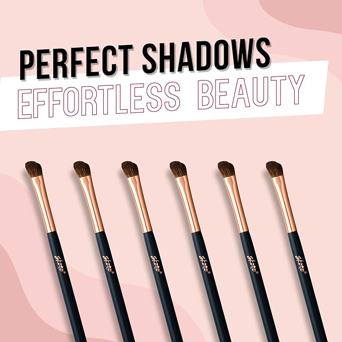 Skone Angled Shadow Brush – Luxe Rose Gold and Black Synthetic Bristles for Seamless Eyeshadow Blending, Professional-Grade Nylon Brush for Precise Shading, Flawless Eye Makeup Application