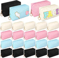 Chunful 24 Pcs Preppy Makeup Bag PU Leather Cosmetic Bag Bulk Makeup Plain Pouch Waterproof Toiletry Purse for Women Traveling Preppy Pencil Case Valentine's Day Gifts(Mixed Colors)