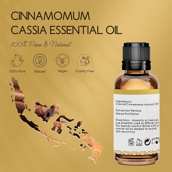 LOTUSJOY Cassia Cinnamon Bark Essential Oil, for Spray, Anointing,1 Oz