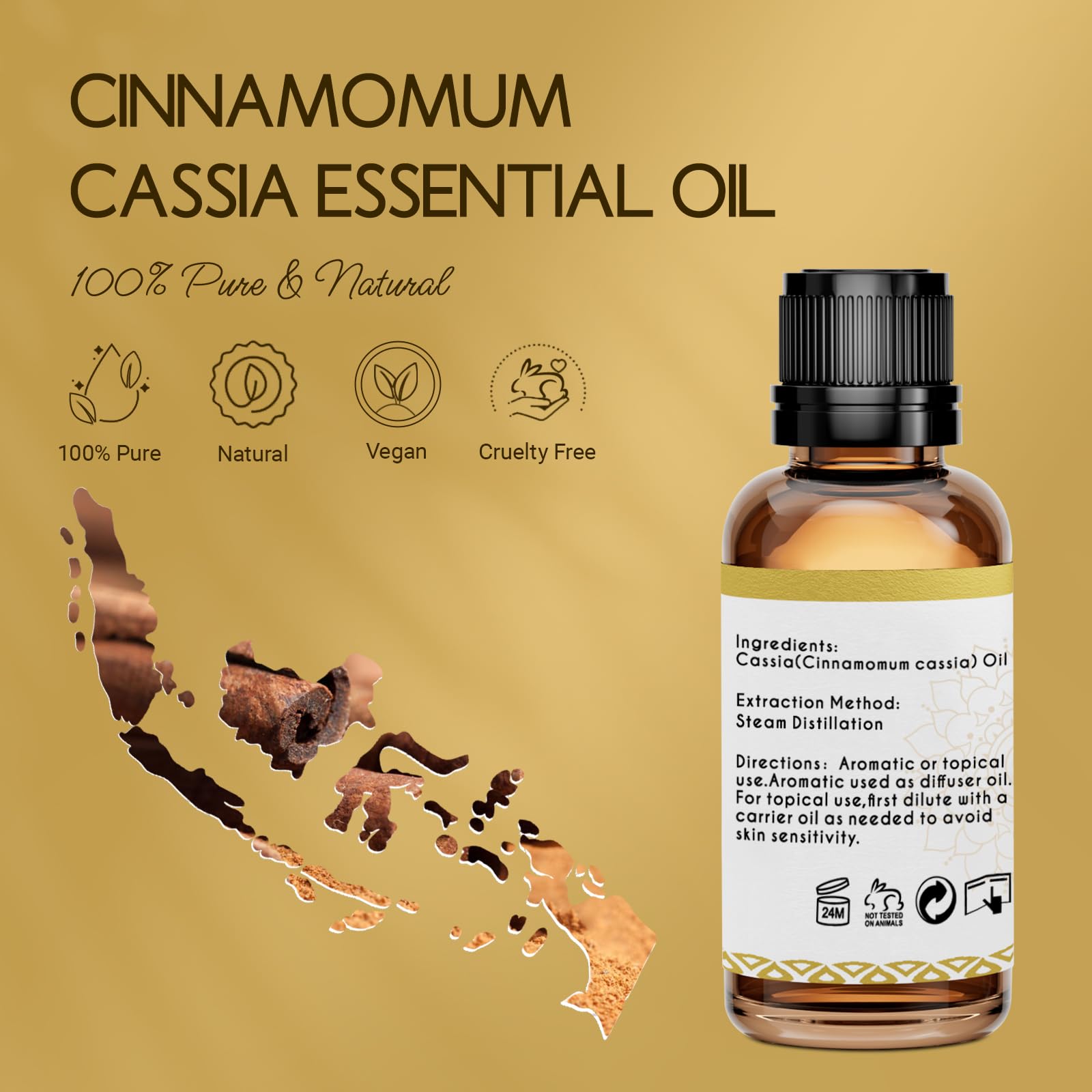 LOTUSJOY Cassia Cinnamon Bark Essential Oil, for Spray, Anointing,1 Oz