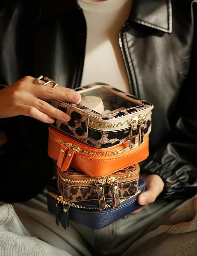Popvibe Clear Makeup Bag with Zipper Small Travel Cosmetic Case Orange Mini Pouch for Purse Accessories Car Storgae Essentials Bag Purse Pouch Organizer Compact Small Clear Toiletry Bag for Traveling