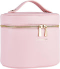 Cuteseason Large Makeup Bag Organizer, PU Leather Makeup Case with Removable Dividers, Waterproof Travel Cosmetic Bag(Pink)
