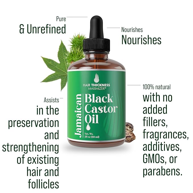 Jamaican Black Castor Oil for Hair Growth. Strengthens & Hydrates Thinning, Dry Hair for a Healthier-Looking Scalp. for Women & Men – Vegan & Unscented 2oz Serum