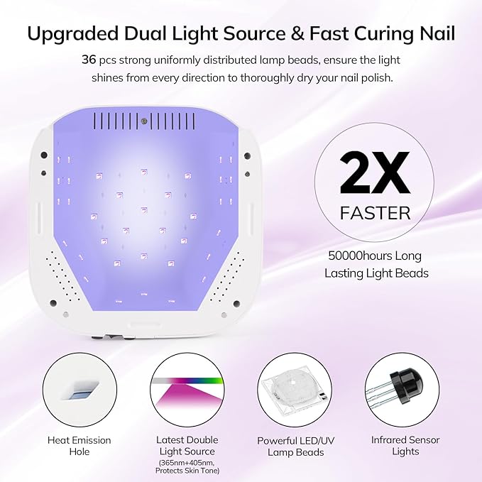 Lavinda LED Nail Lamp Rechargeable UV Light for Gel Nails Macaron Purple