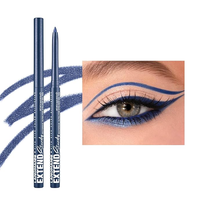 Mefyhtune Blue Eyeliner Pencil Waterproof Retractable Cream Blue Gel Eyeliner Smudge-proof Hypoallergenic (08#)