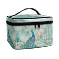 Drydeepin Peacock Butterfly Peony Flower Print Travel Makeup Bags for Women Portable Tote Cosmetic Case with Carry Handle Toiletry Accessories Storage Organizer Bags