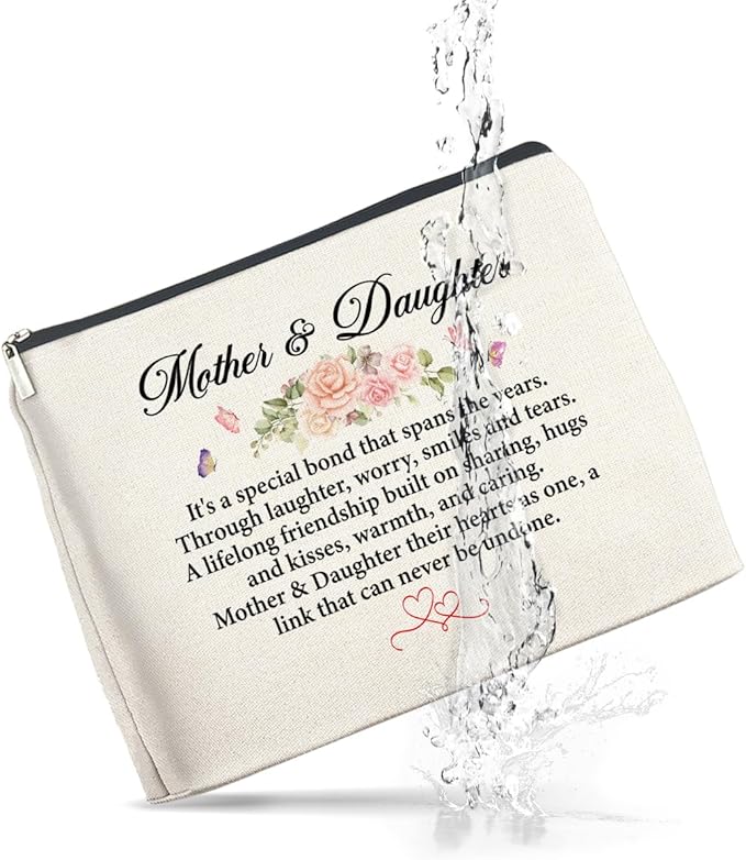 UPNEGE Mother and Daughter Gifts Makeup Bag Gift for Mom and Daughter Cosmetic Bag Zipper Makeup Pouch Gifts for Christmas Birthday Thanksgiving