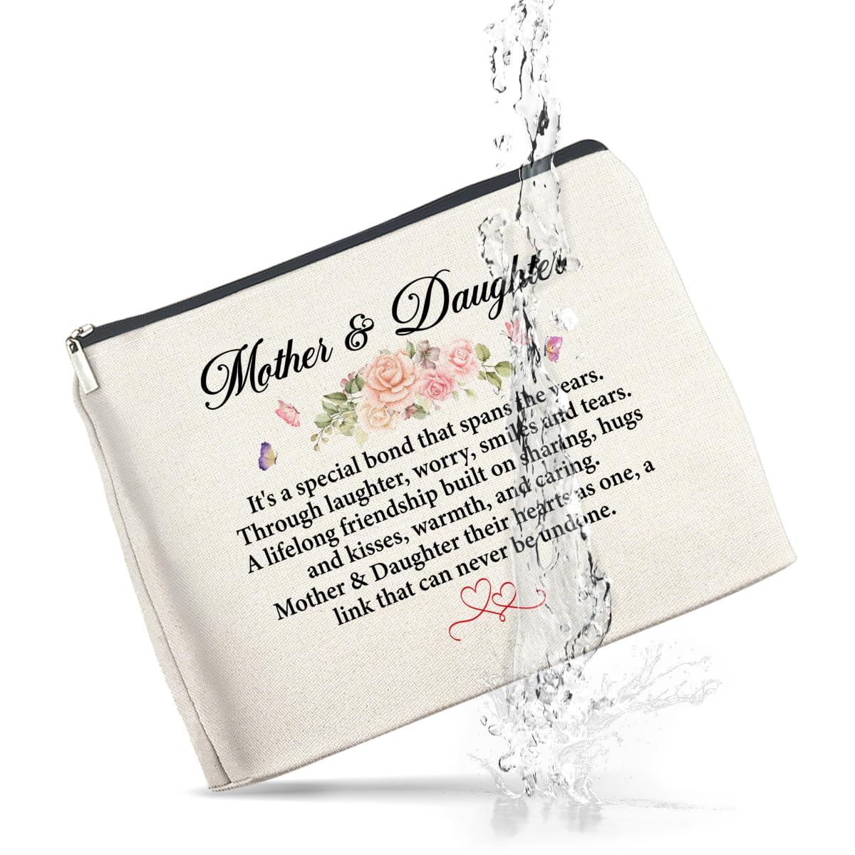 UPNEGE Mother and Daughter Gifts Makeup Bag Gift for Mom and Daughter Cosmetic Bag Zipper Makeup Pouch Gifts for Christmas Birthday Thanksgiving