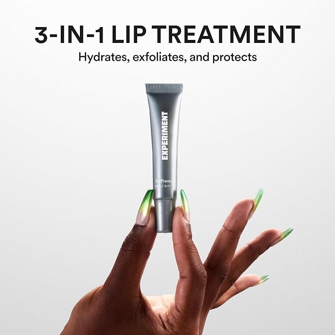 Experiment Softwear Smoothing Lip Treatment Balm - 24hr Hydration with Squalane, Glycerin, & Pomegranate Sterols - Intensive Moisture & Repair for Extra Dry, Flaky Lips - Vegan Lip Balm,.34 FL OZ