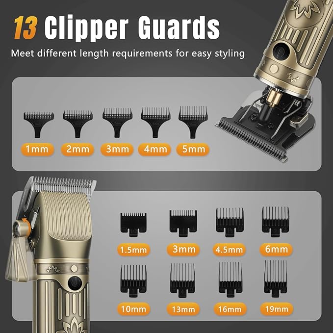 Bomxin Professional Hair Clippers for Men T-Blade Barber Clippers and Trimmer Set Nose Hair Trimmer Foil Shavers for Men Clippers for Hair Cutting, LCD Display