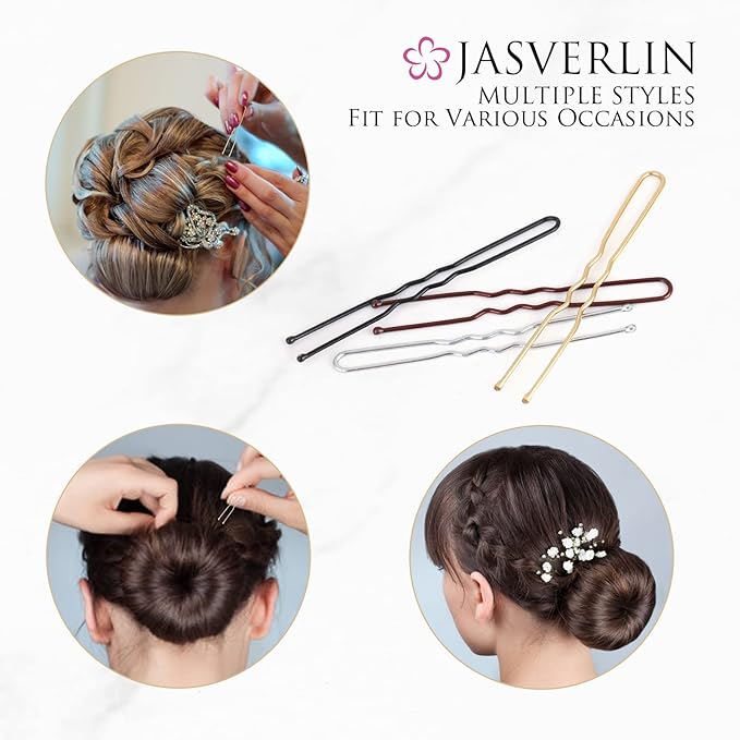 JASVERLIN U Shaped Hair Pins Blonde, 2.4 Inch Bobby Pins 100 Pcs