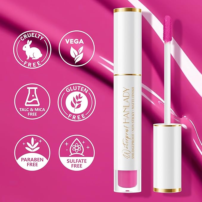 HANLADY Hot Pink Lipstick Matte Long Lasting Lipstick for Women Smudgeproof