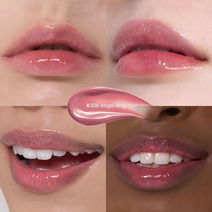 Laka Jelling Nude Gloss, 4.5g/0.15oz, Sheer Hydrating Lip Oil with No Stain, Non-Sticky, Nourishing Gloss for a Glowy Look, K-Beauty (#306 Angelring)