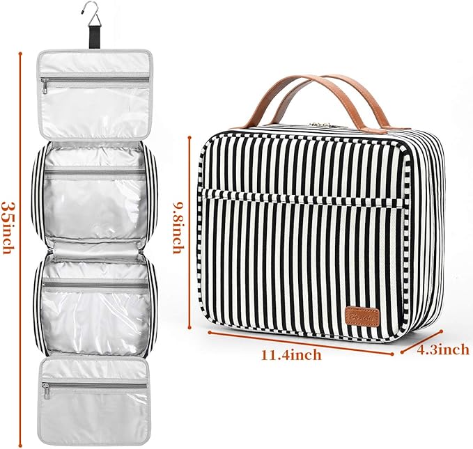Bosidu Hanging Travel Toiletry Bag, Large Capacity Cosmetic Travel Toiletry Organizer for Women with 4 Compartments & 1 Sturdy Hook, Perfect for Daily Use/Christmas