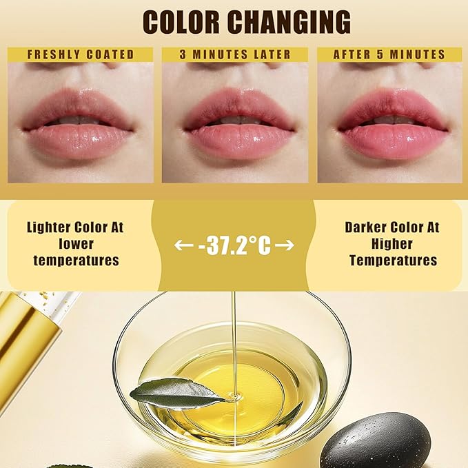 MOLAKS Transferproof Color Changing Lipstick with Gold Foil & 24H Moisturizing Glossy Shine – PH Reactive Long Lasting Mood Lipstick for Women, Deep Nourishment Lip Balm, Non-Fading Lip Gloss (1Pcs)