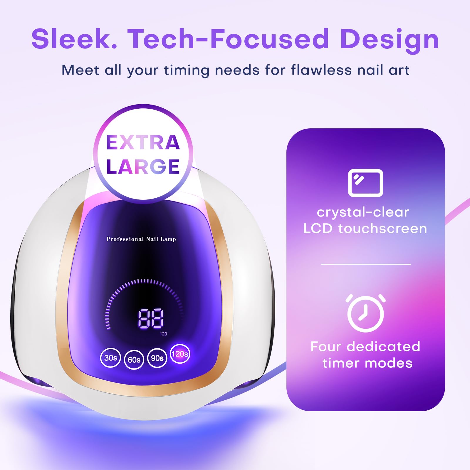 UV Nail Lamp, 180W LED Nail Dryer for Gel Polish, Touch Screen, 42 Beads