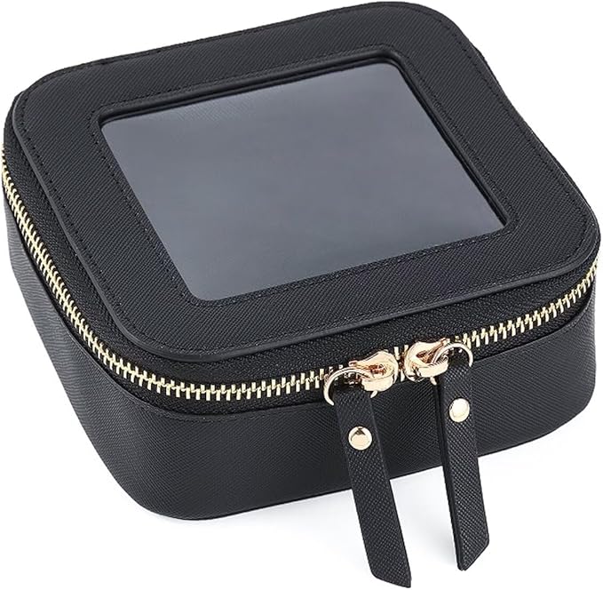 FASAOH Small Clear Makeup Bag Travel Cosmetic Case, Portable Make Up Organizer Traveling Compact Car Bag for Essentials Transparent Toiletry Bag with Zipper