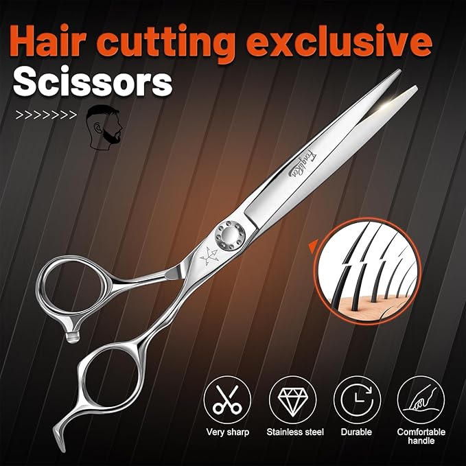 Fengliren High-end Professional Extremely Very Sharp Barber Hair Cutting Scissors Hairdresser Shears For Hair 6.5 Inch Haircut Scissor Made Of Stainless Steel Alloy For Hairdressing Salon and Home Use