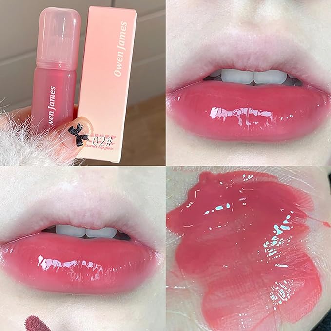 LuckNest 4PCS Hydrating Lip Gloss Set,Highly-Pigmented Korean Lip Glaze,Plumping Lipgloss, Moisturizing Mirror Liquid Lipstick, Non-Stick Cup,Glossy Finish,Long-lasting Natural Makeup