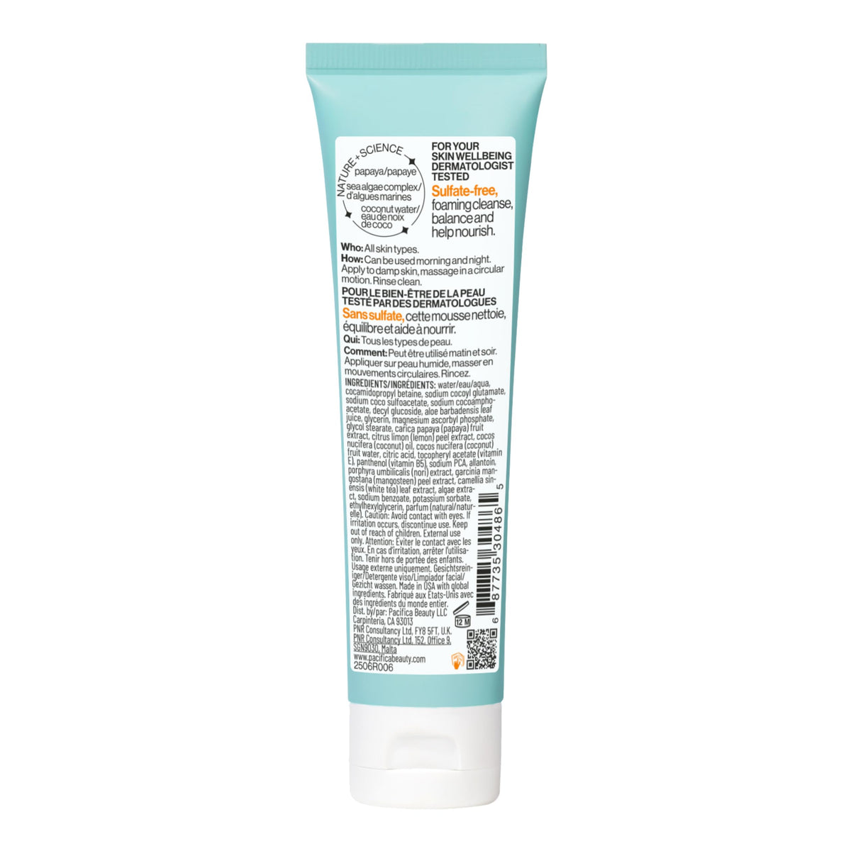 Pacifica Face Wash - Sea Foam Mini Travel Size, Skincare, Daily Gentle Foaming Cleanser, Makeup Remover, Face Cleanser, Skin Care, For Combination and Oily Skin, Vegan, 1.4 fl oz (1 Count)