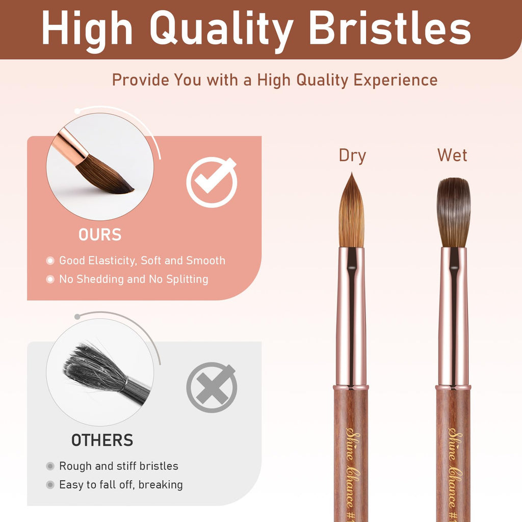 Acrylic Nail Art Brush Size 08, 100% Pure Kolinsky Hair Oval Nail Brush for Acrylic Application, Professional Nail Extension Manicure Tool Wooden Handle Nail Drawing Pen for DIY Home Salon