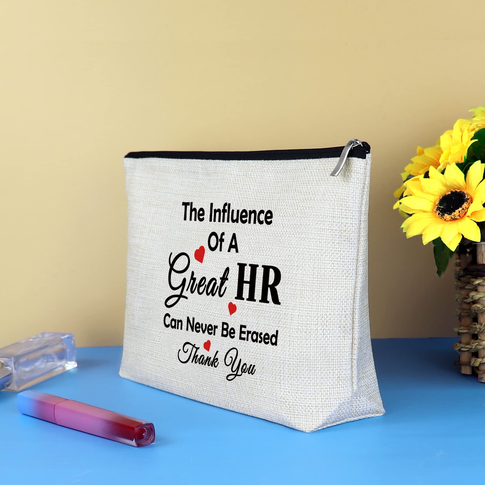 HR Appreciation Makeup Bag - Thank You Gift for Human Resources Director, Manager, Coworker - Travel Cosmetic Bag for Christmas, Birthday, Thanksgiving, Retirement