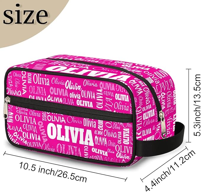 KFNHN Custom Name Rosy Pink Organizer Case Toiletries Container Bag