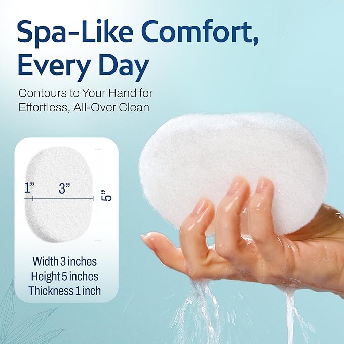 HartFelt Bath Sponges for Shower | Oval Body Wash Scrubber for Exfoliating Skin | Clean and Refresh Body, Back & Arms | Chemical-Free Body Sponge | Made in USA - Pack of 25