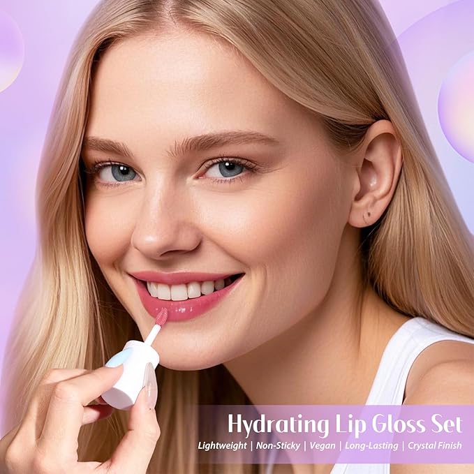 bayfree Tinted Lip Oil Stain Set 4 Shades, Non-Sticky Long-Lasting Hydrating High Shine Lip Gloss with Vitamin E, Fragrance-Free Vegan Korean Liptint for Dry Lips, Under Lipstick & Daily Wear