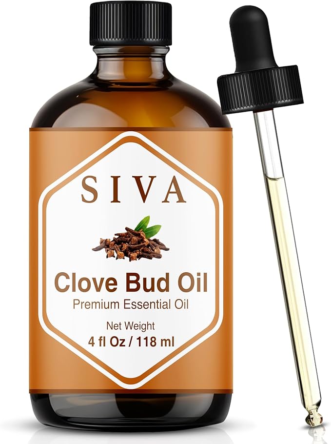 Siva Clove Bud Essential Oil, Glass Bottle with Dropper, 4 Fl Oz (118 ml)