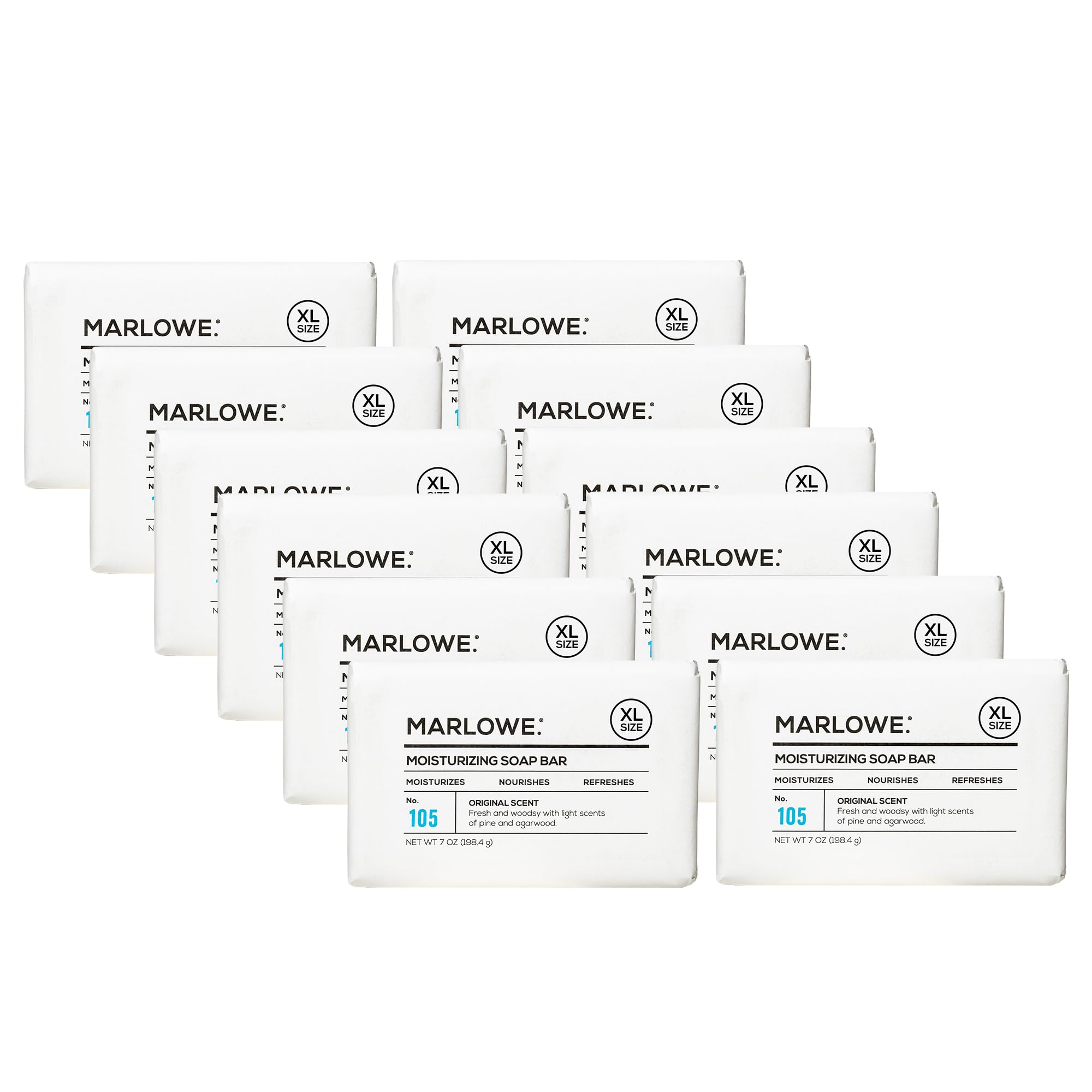 MARLOWE. Bar Soap for Men, Moisturizing Body Soap,Sage + Fir, 7 oz(12 Bars)