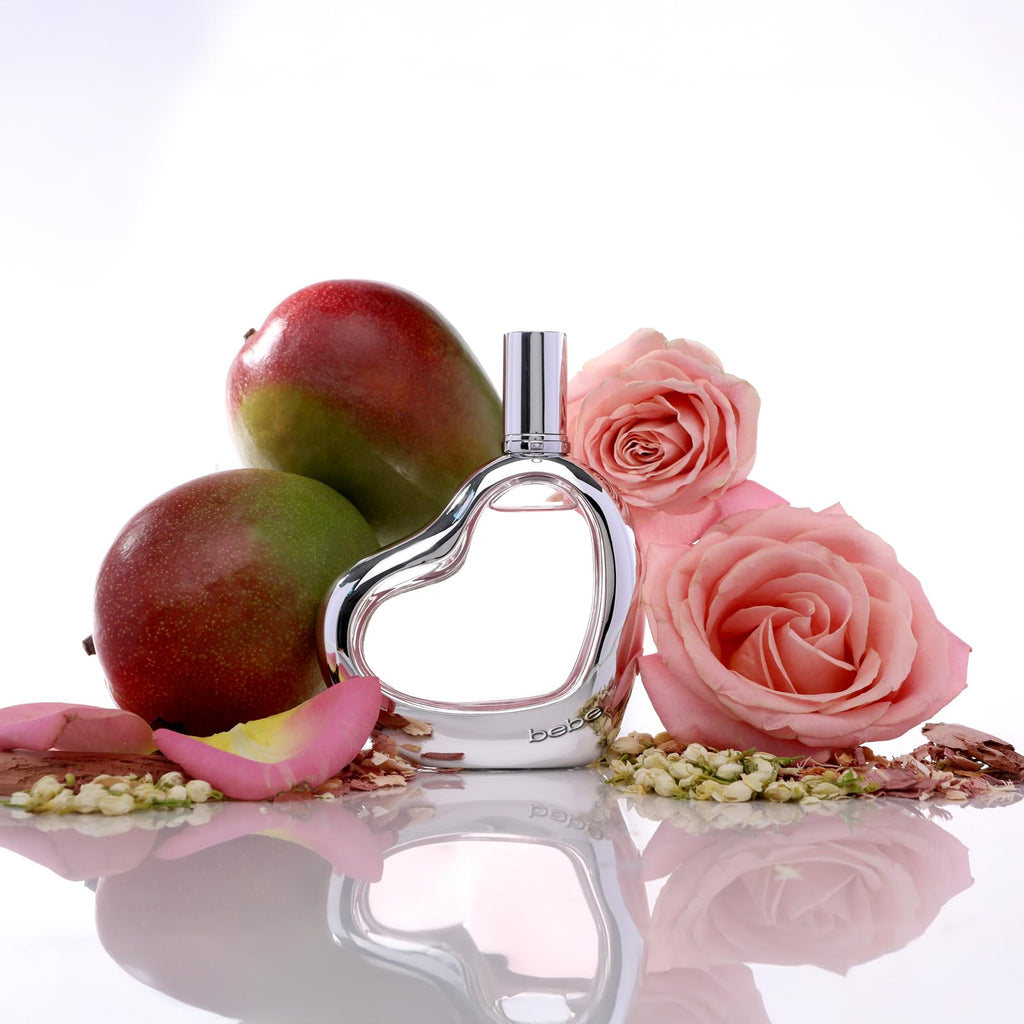 Bebe Silver Perfume for Women - Womens Perfume with Mango, Tuberose, Peony, Jasmine, Rose, Cedarwood, Musk, and Sandalwood - 3.4 oz EDP Spray