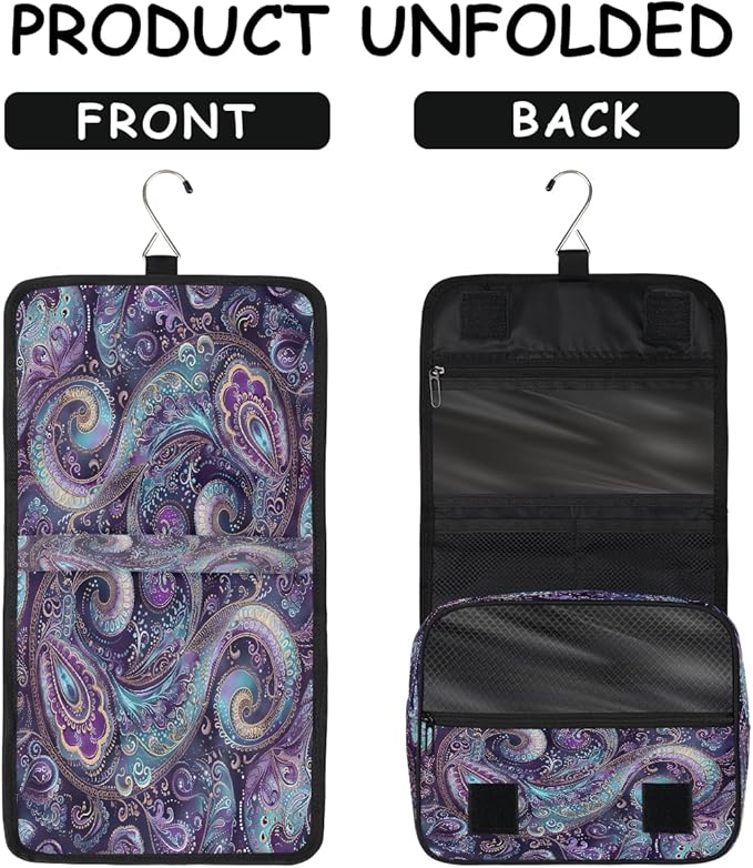 Paisley Travel Toiletry Bag Women Men Hanging Cosmetic Organizer Portable