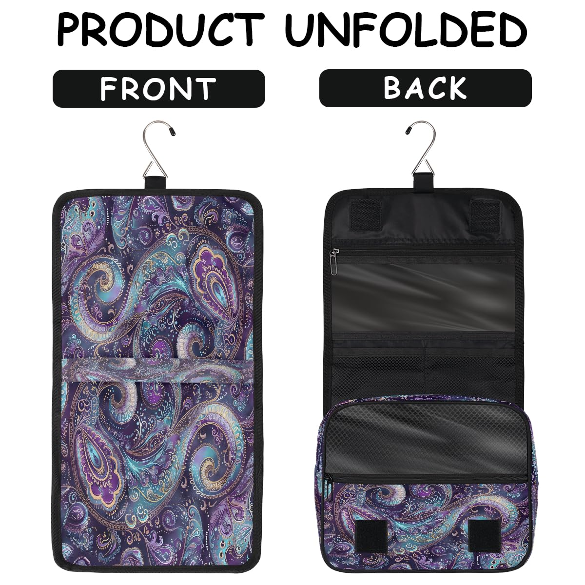 Paisley Travel Toiletry Bag Women Men Hanging Cosmetic Organizer Portable