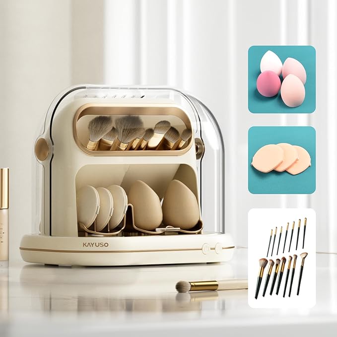 3-in-1 Makeup Brush Dryer, Timed Cleaner & Storage for Brushes and Sponges