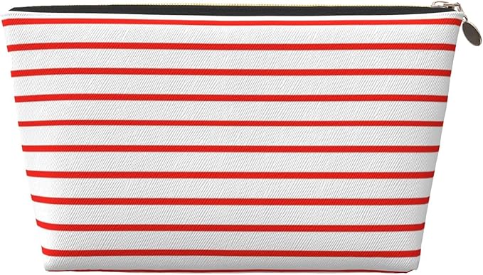 Dultua Mothers Day Gifts Makeup Bag Purse Cosmetic Bag Travel Toiletry Leather Make Up Bags for Mom Wife Women Daughter White Red Line