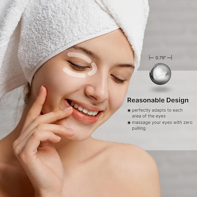 QooWo Eye Roller, Facial Roller Massager - Reduces Puffiness, Dark Circles, Cooling Therapy for Tired Eyes (with Applicator)