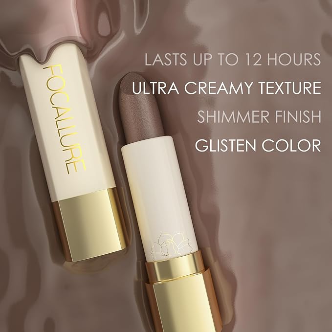 FOCALLURE Shimmer Metallic Lipstick, Non-Drying Hydrating Formula, Fuller-Looking Lips, High Pigment Sparkly Lip Color, Independence Day Gift, Cowgirl