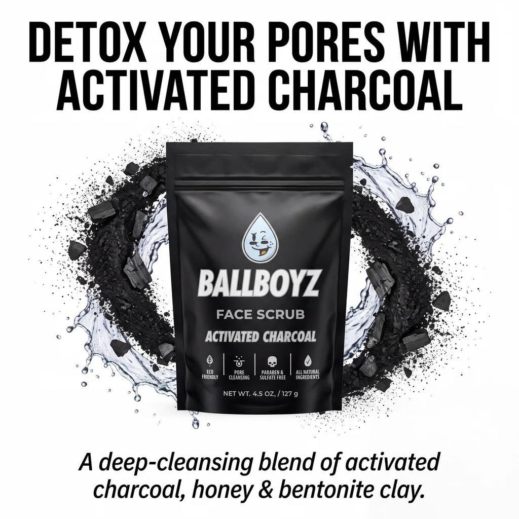 Ballboyz Soap: Gold Pack - Natural Gentle yet Powerful Cleansing to Remove Sweat and Dirt (Activated Charcoal Face Scrub, Cool Breeze Body Scrub, and Mr. Drip Pimple Patches, 1 Count (Pack of 3)