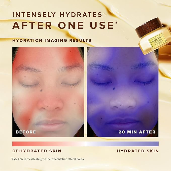 Farmacy Ceramide Face Moisturizer - Honey Halo Ultra Hydrating Facial Moisturizer with Buckwheat Honey + Ceramides - Helps Restore Barrier + Replenish Dryness - Plumping Skin Care for Dry Skin (50ml)