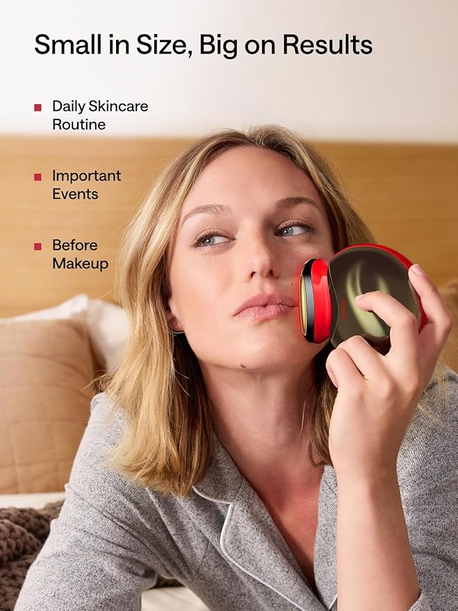 JMOON by Ulike Microcurrent Facial Device, M30U Red Light Therapy for Face, Safe Anti Aging Skin Care, 4 Modes, 5 Energy Levels for Full Face Lift and Ideal for Smile Lines, Eyes, and Forehead (Red)