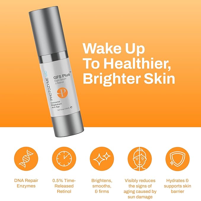 Photozyme GFS Plus Night Serum, 0.5% Retinol Anti-Aging Skincare, 0.5 fl oz